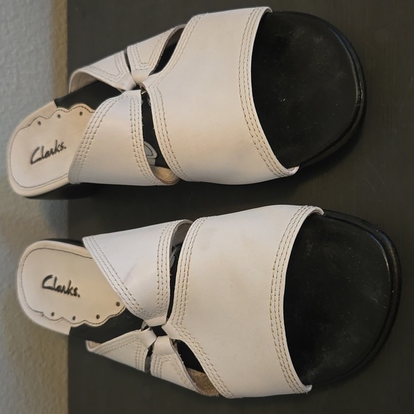 Clark's White Open Back Sandals Size 8 - Picture 5 of 8